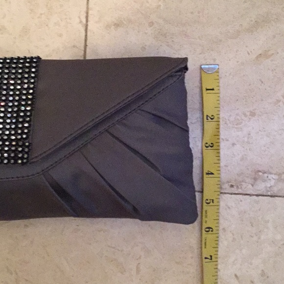 Pewter Coloured Satin Clutch Bag with Bling - Picture 6 of 7